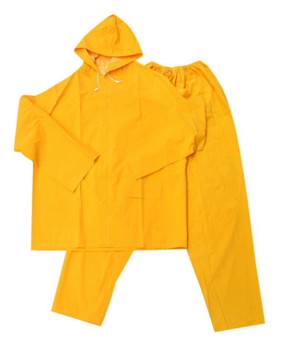 PVC yellow work rain suit hooded raincoat