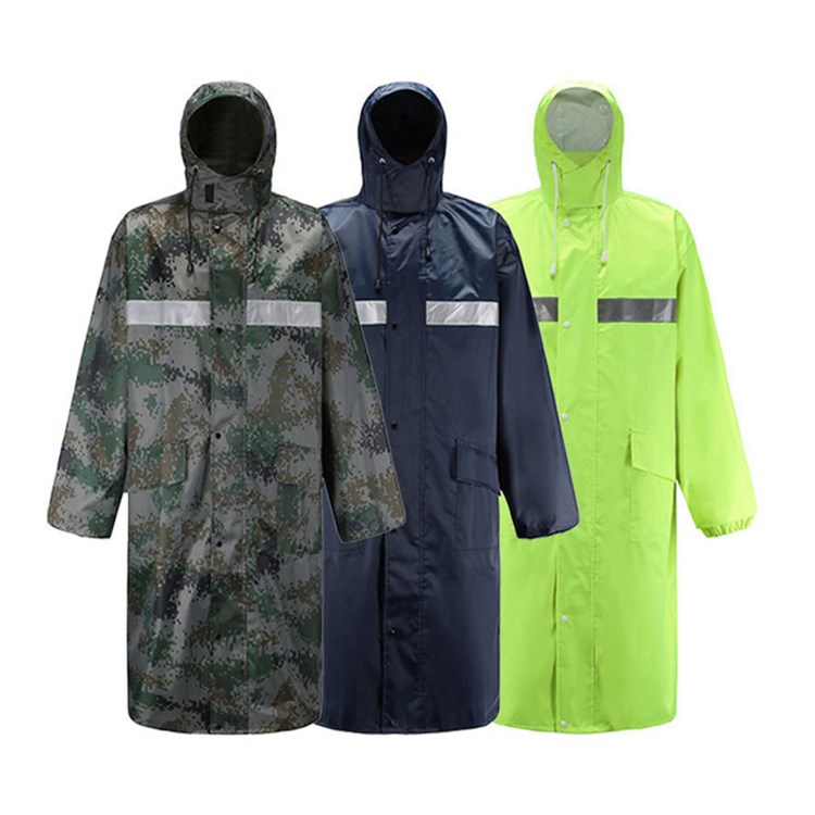 Adult long safety reflective raincoat