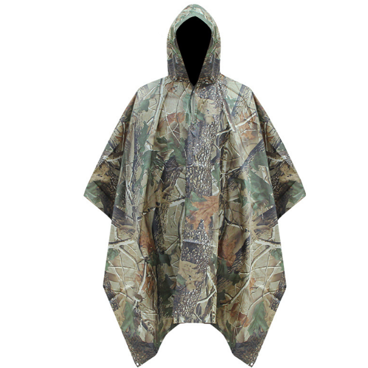 Military hooded men rain poncho