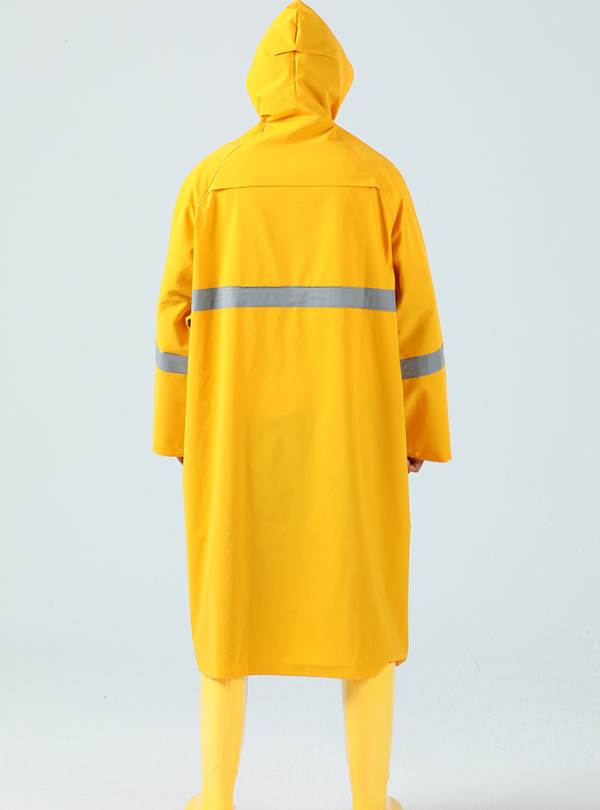 Adult yellow long PVC safety raincoat  - Image 4