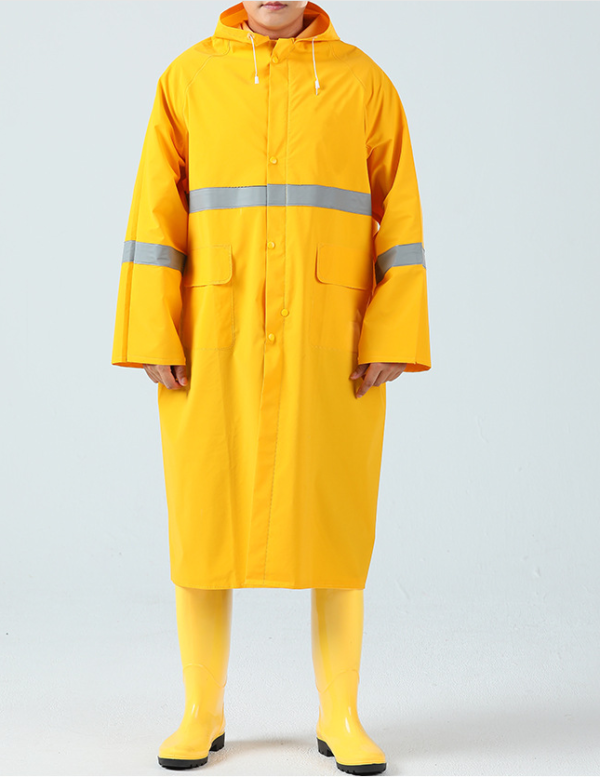 Adult yellow long PVC safety raincoat  - Image 3