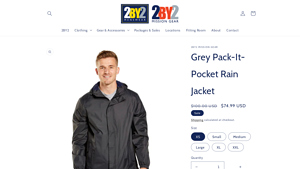 2BY2 MENSWEAR - Grey Pack-It-Pocket Rain Jacket