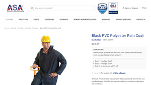 ASA Supplies - Black PVC Polyester Rain Coat