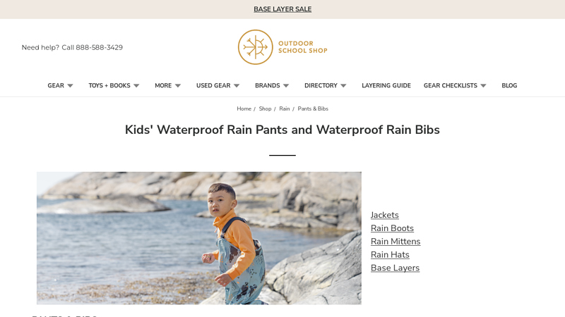 Kids' Waterproof Rain Pants and Waterproof Rain Bibs