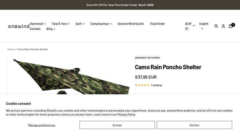 Camo Rain Poncho Shelter - Onewind® Outdoors