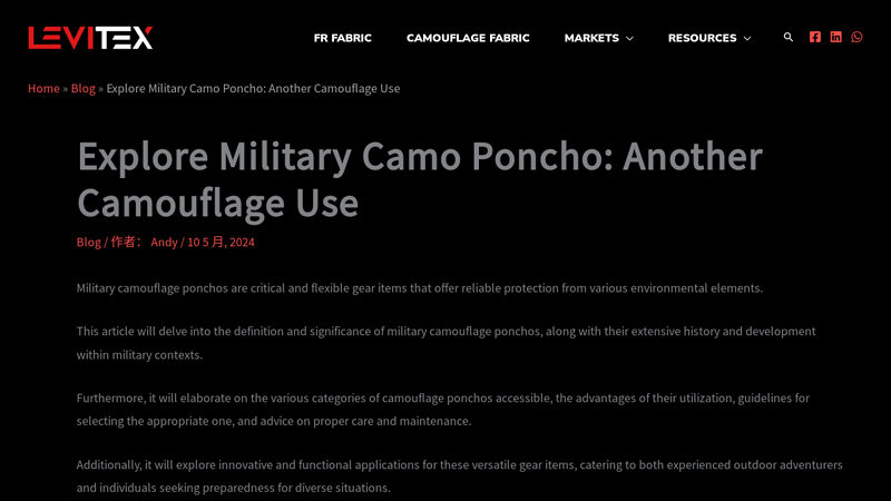 Explore Military Camo Poncho: Another Camouflage Use - LEVITEX