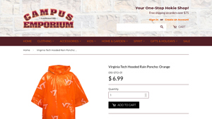 Virginia Tech - Hooded Rain Poncho