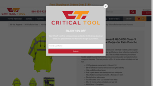 Critical Tool - GLO-850 High Visibility Rain Poncho