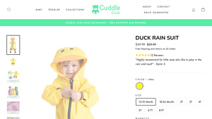Cuddle Club - Duck Rain Suit