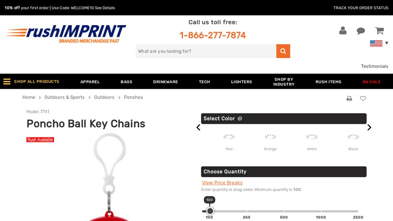 Custom Poncho Ball Key Chains - rushIMPRINT