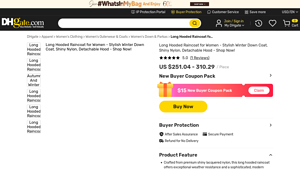DHgate - Long Hooded Raincoat for Women