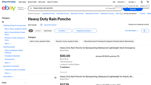 eBay - Heavy Duty Rain Poncho