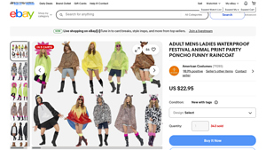 Ebay - Waterproof Festival Animal Print Poncho