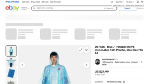 Rain - 20 Pack Blue/Transparent Disposable Rain Poncho