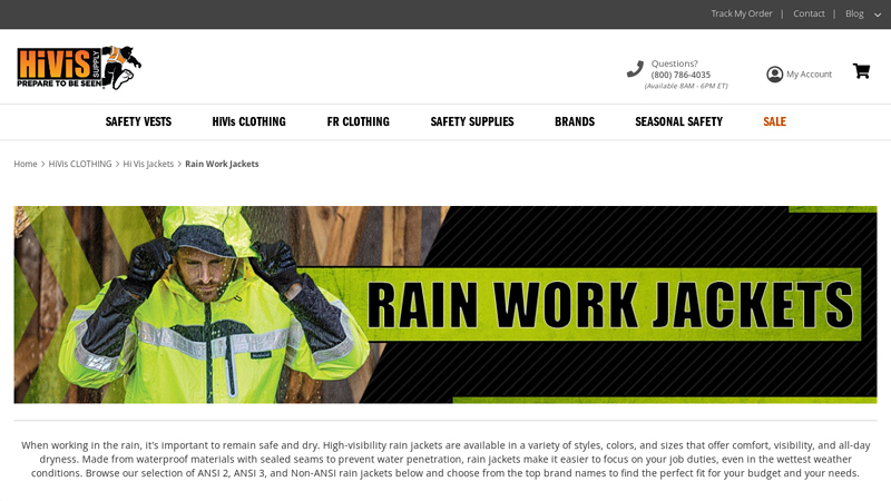 High Visibility Rain Jackets | ANSI Rain Coats - HiVis Supply