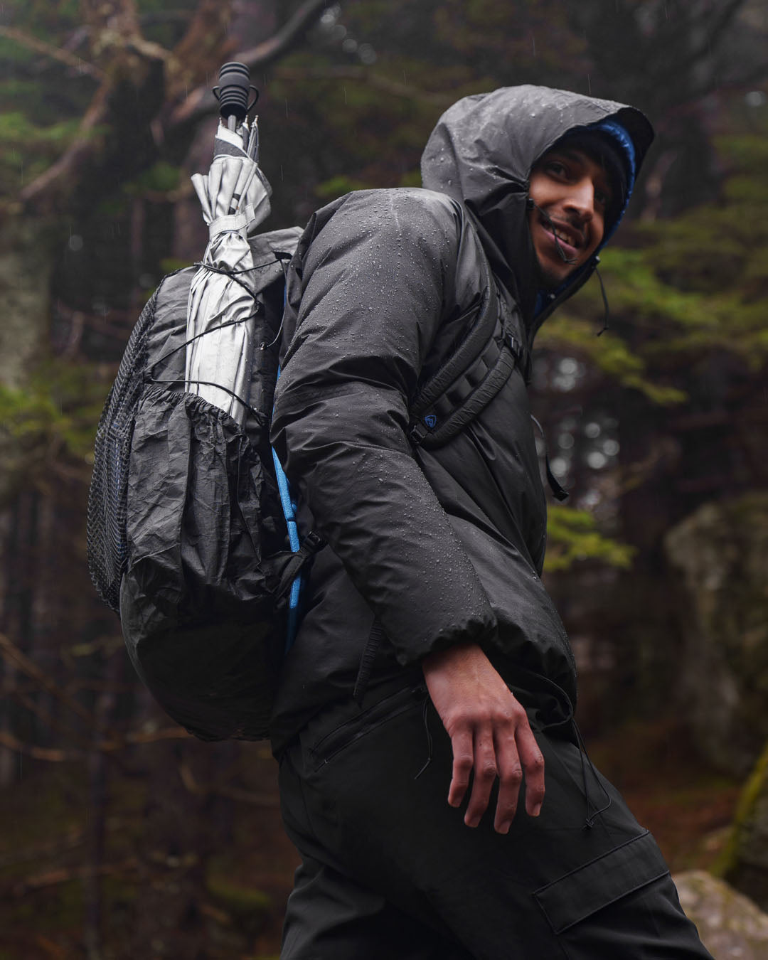 A stock image illustrating hiking rain jacket concepts