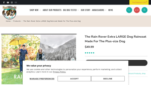 HUGE HOUNDS - The Rain Rover Extra LARGE Dog Raincoat