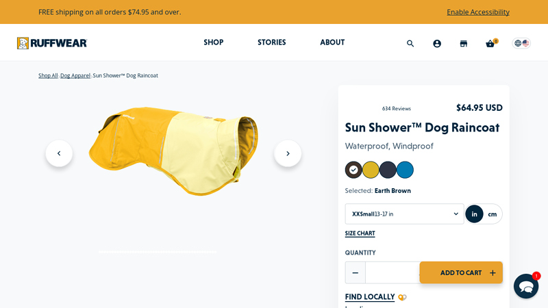 Sun Shower™ Dog Raincoat | Waterproof Jacket for Dogs - Ruffwear