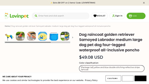 LovinPet - Waterproof Dog Raincoat for Medium to Large Breeds
