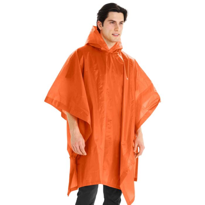 A stock image illustrating orange rain poncho concepts
