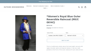 Outside Design Works - Women's Royal Blue Outer Reversible Raincoat