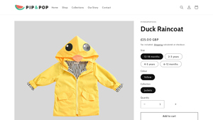 Pip and Pop Kids - Yellow Duck Raincoat