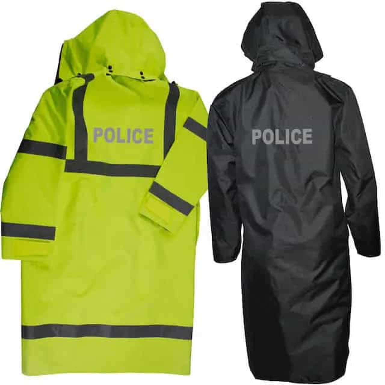 A stock image illustrating police rain jacket concepts
