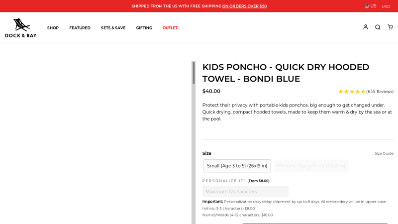Kids Poncho - Quick Dry Hooded Towel - Bondi Blue - Dock & Bay