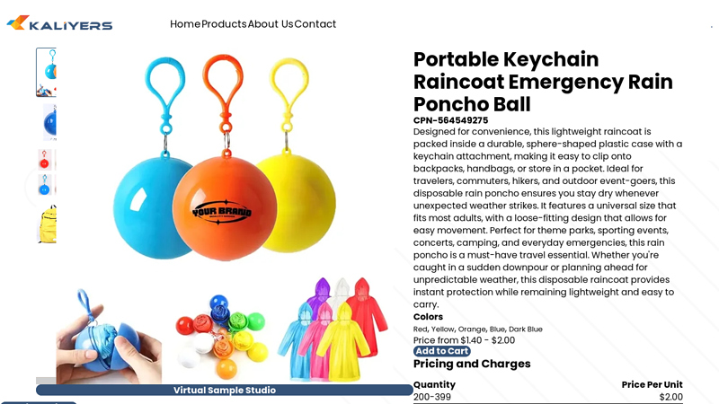 Portable Keychain Raincoat Emergency Rain Poncho Ball - Kaliyers