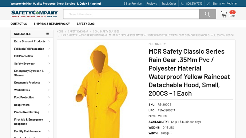 MCR Safety Classic Series Rain Gear .35Mm Pvc / Polyester ...