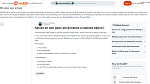 Reddit - Ponchos for Hiking