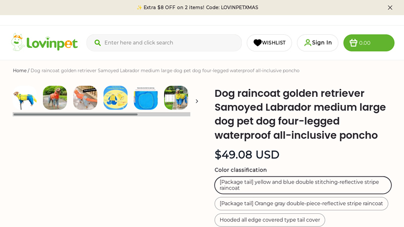Dog raincoat golden retriever Samoyed Labrador medium large dog ...