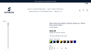 Saphirose - Men's High Visibility Rain Suit