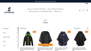Saphirose - Kids Hooded Waterproof Rain Jacket