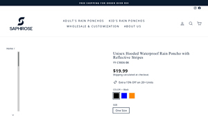 Saphirose - Unisex Hooded Waterproof Rain Poncho