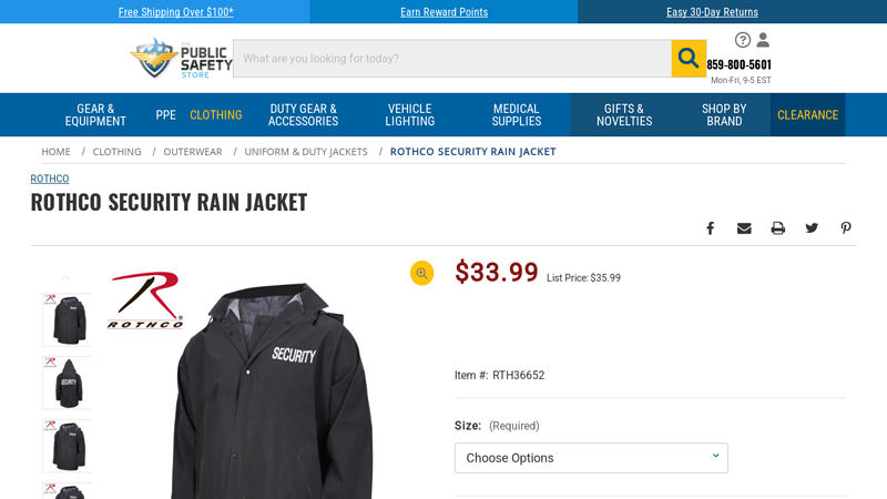 Rothco Security Rain Jacket - The Public Safety Store