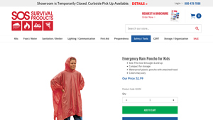 SOS Products - Children's Rain Poncho with Hood