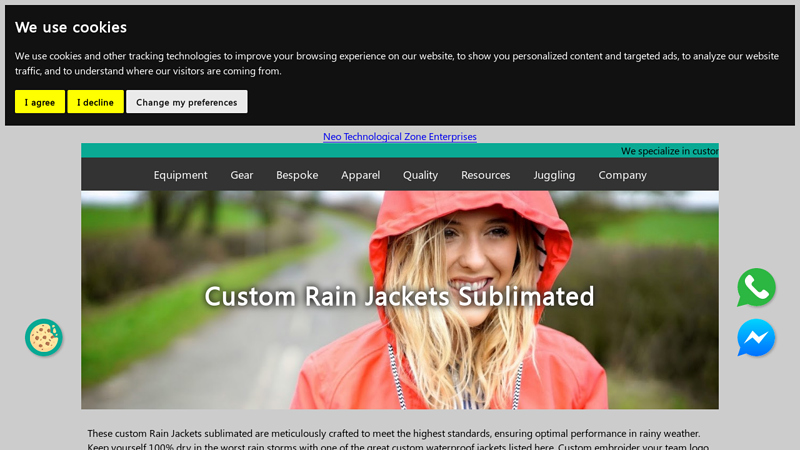 Custom Rain Jackets Sublimated - Bespoke Sportswear