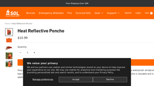 SOL - Heat Reflective Emergency Rain Poncho