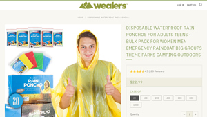 Wealers - Disposable Waterproof Rain Ponchos