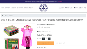 Yacht & Smith - Unisex Reusable Rain Poncho