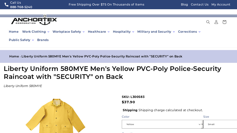 Liberty Uniform 580MYE Men's Yellow PVC-Poly Police-Security ...