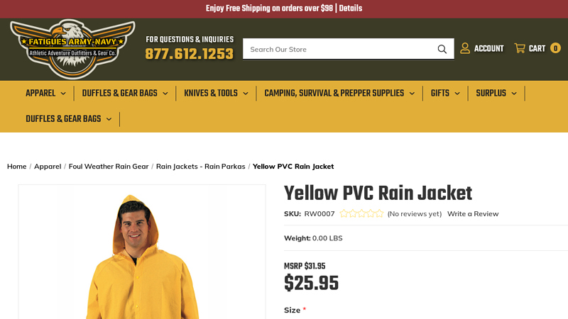 Yellow PVC Rain Jacket - Fatigues Army Navy & Surplus