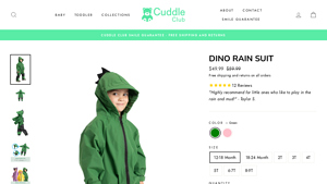 Cuddle Club - Dino Rain Suit