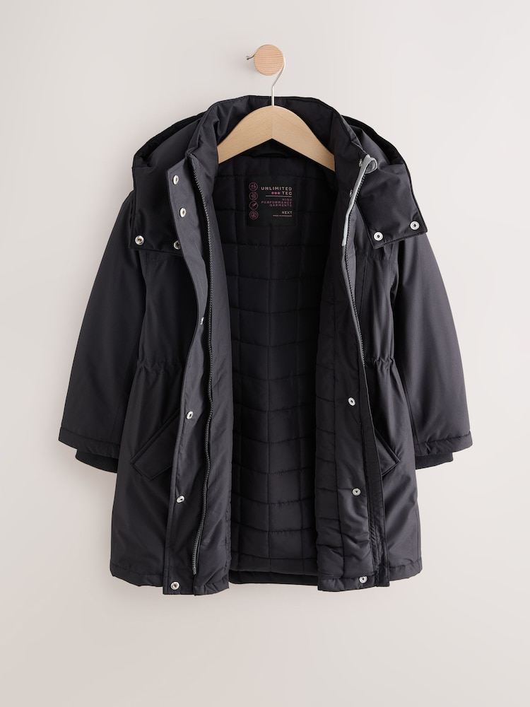 An application scenario or product detail of girls black waterproof coat - Image 15