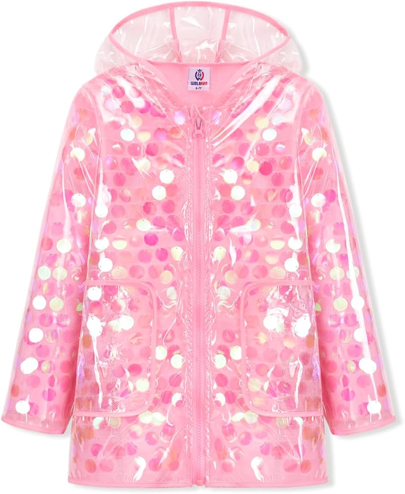 An application scenario or product detail of girls pink raincoat - Image 1