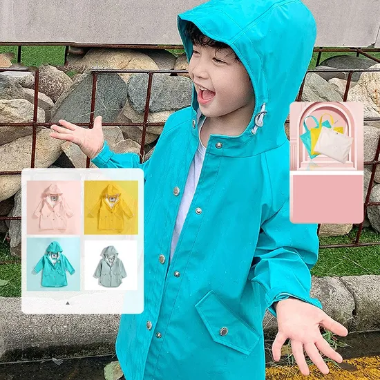 An application scenario or product detail of girls waterproof rain jacket - Image 6