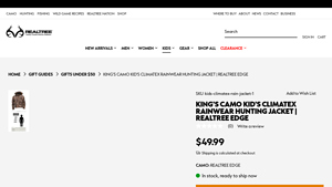 Realtree - Kings Camo Kid's Climatex Rainwear Jacket