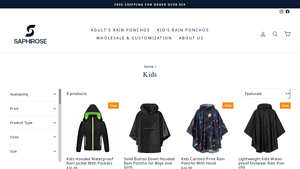 Saphirose - Kids Hooded Waterproof Rain Jacket