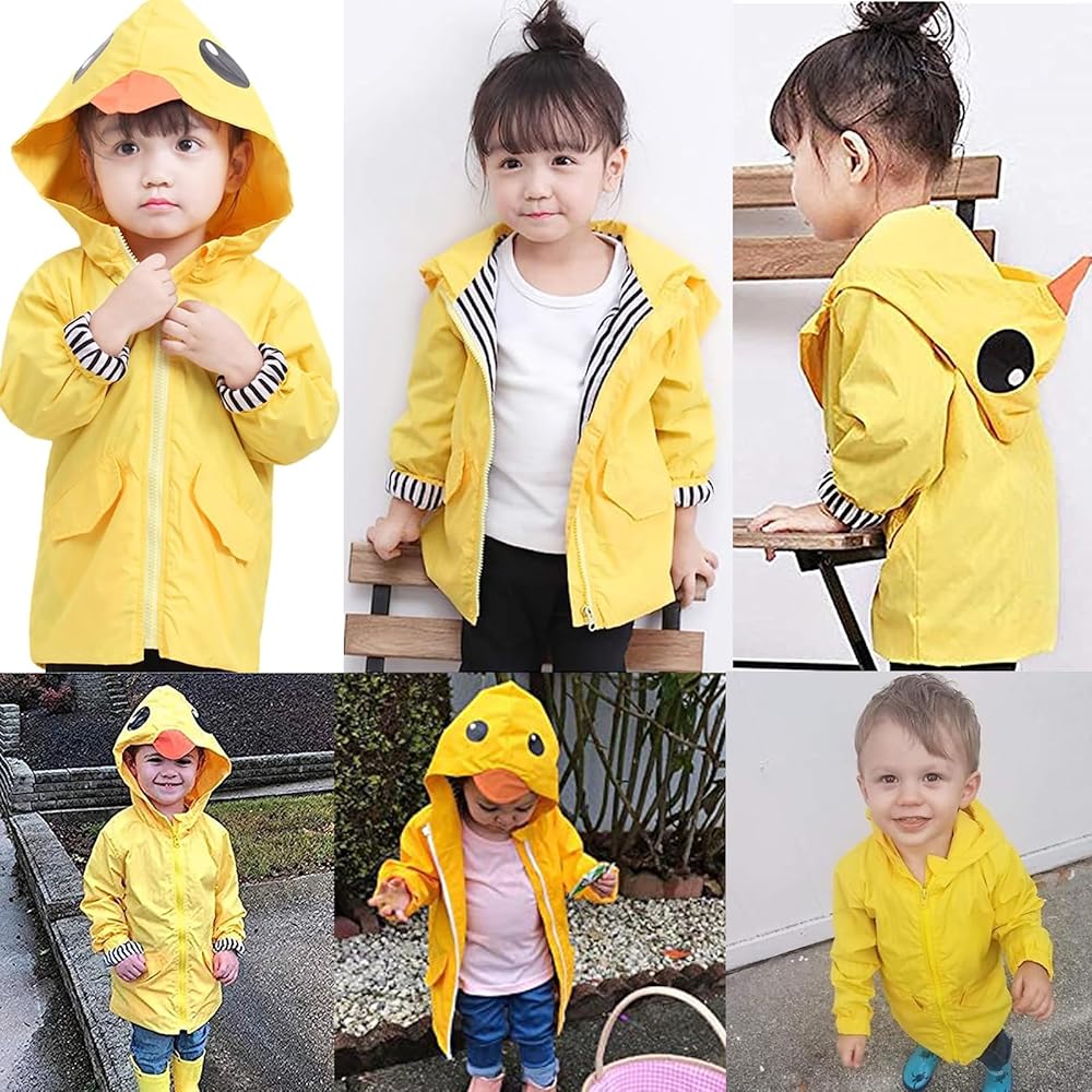 An application scenario or product detail of yellow rain jacket toddler - Image 1